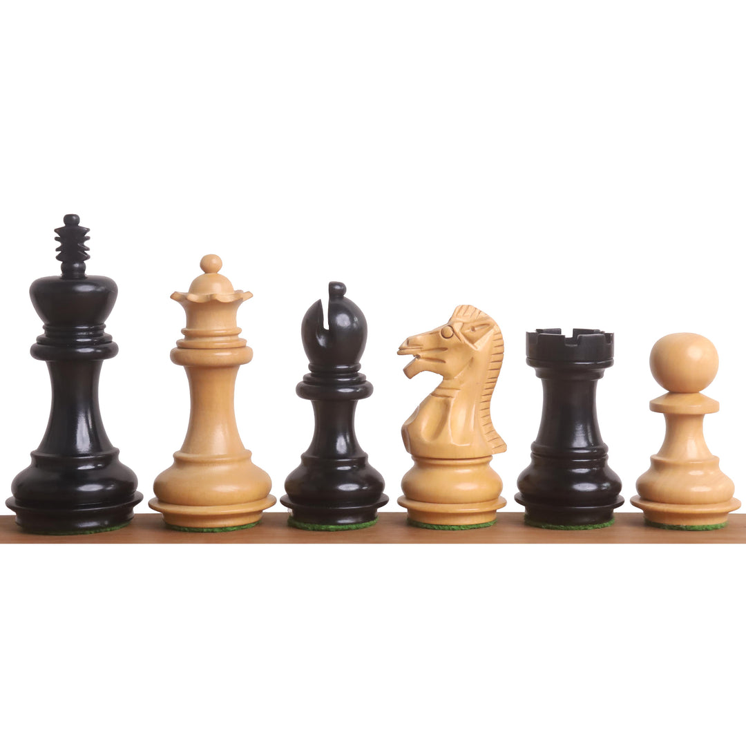 3.2″ Laughing Knight Staunton Chess Set- Sólo piezas de ajedrez - Madera de boj ebonizada y lastrada