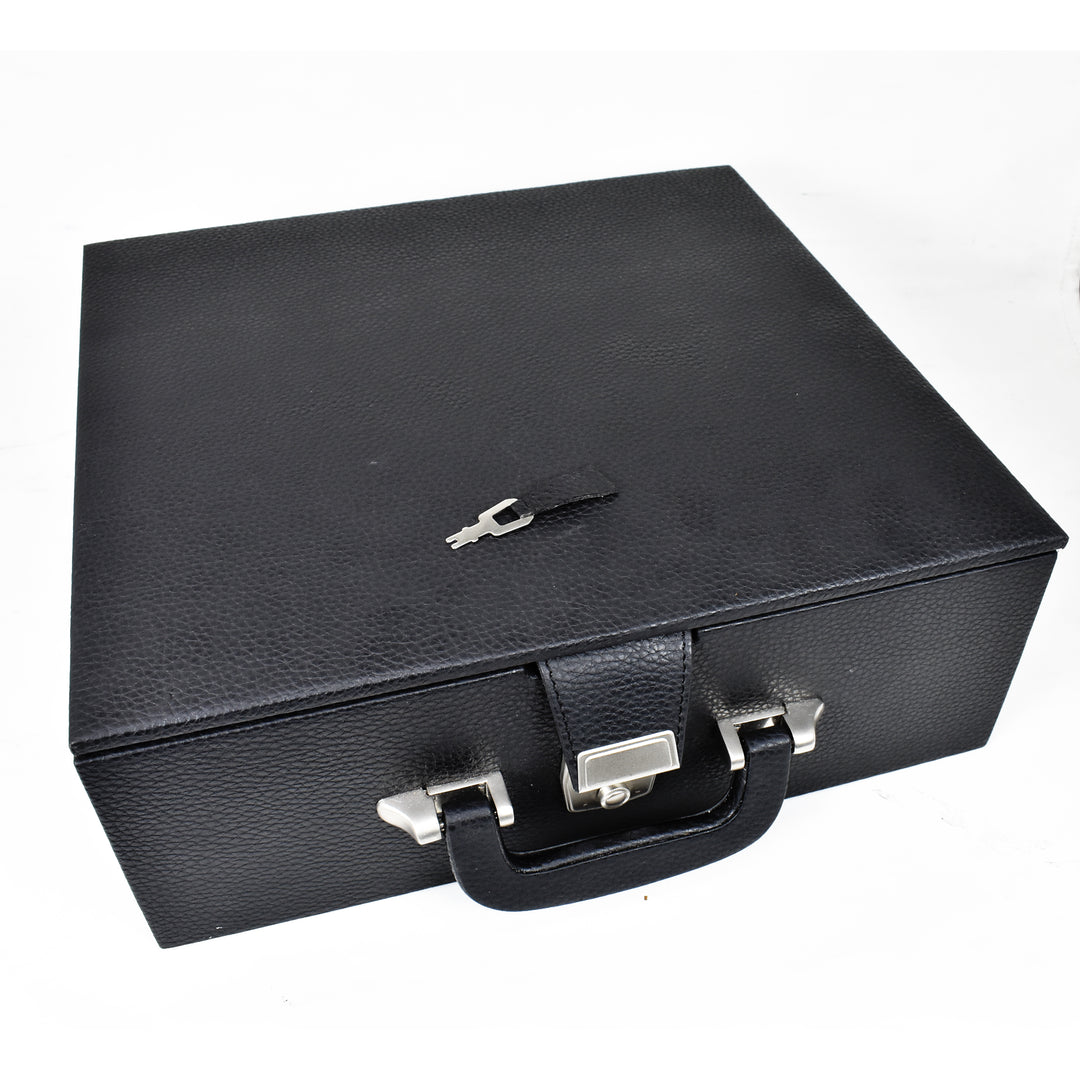 Slightly Imperfect Leatherette Coffer Storage Box for Chess Pieces - 3.5" to 4.1" chessmen - with tray - Warehouse Clearance - UK Shipping Only