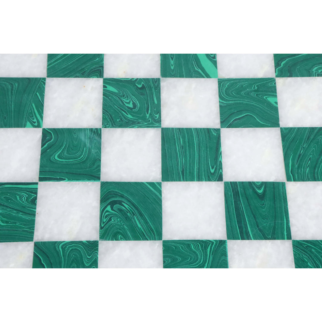 15'' Borderless Replica Malachite Luxury Chess Board - Green and White Semi Precious Stone