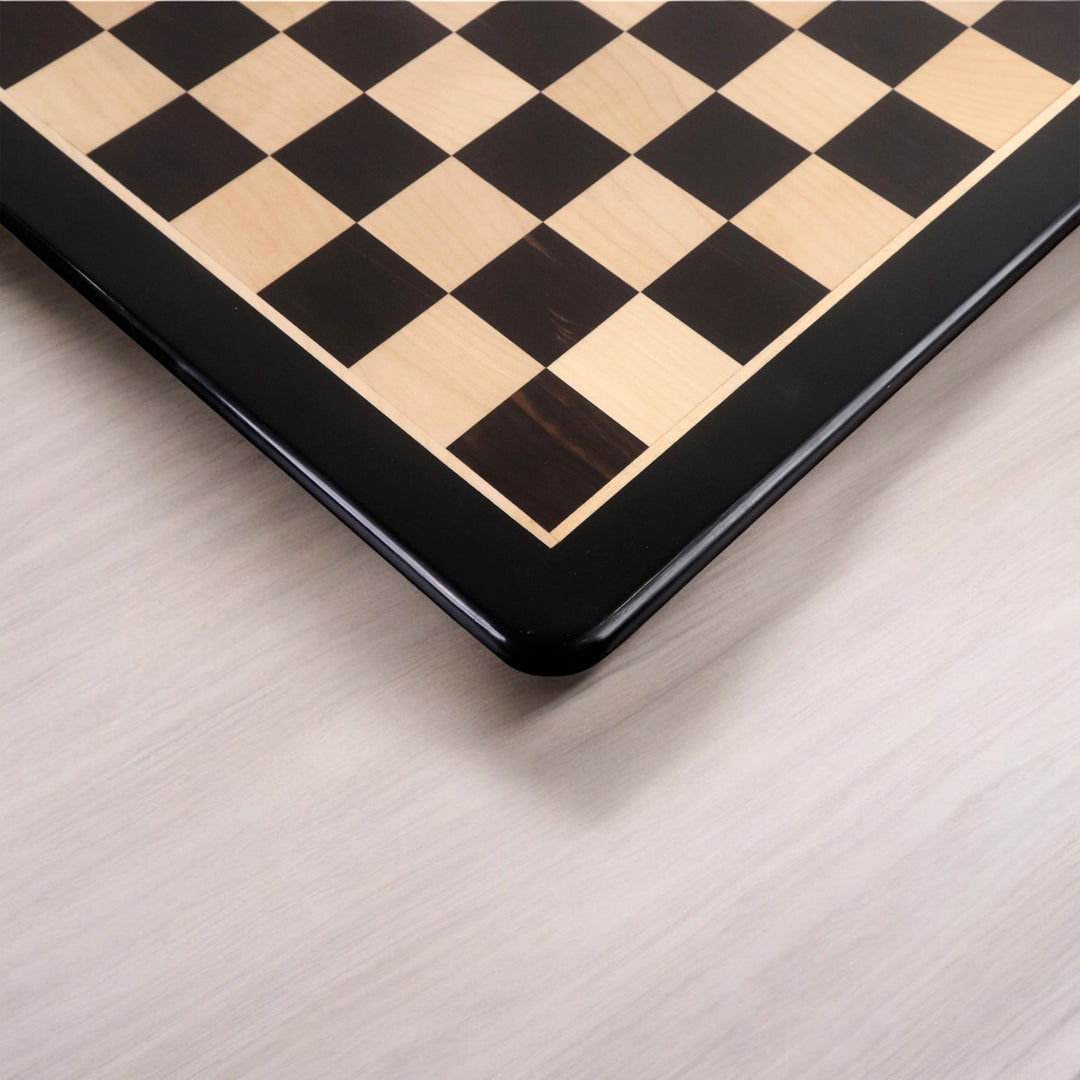 Slightly Imperfect 21" Solid Inlaid Ebony & Maple Wood Chess board - Square of 55 mm - Warehouse Clearance - Europe Shipping Only