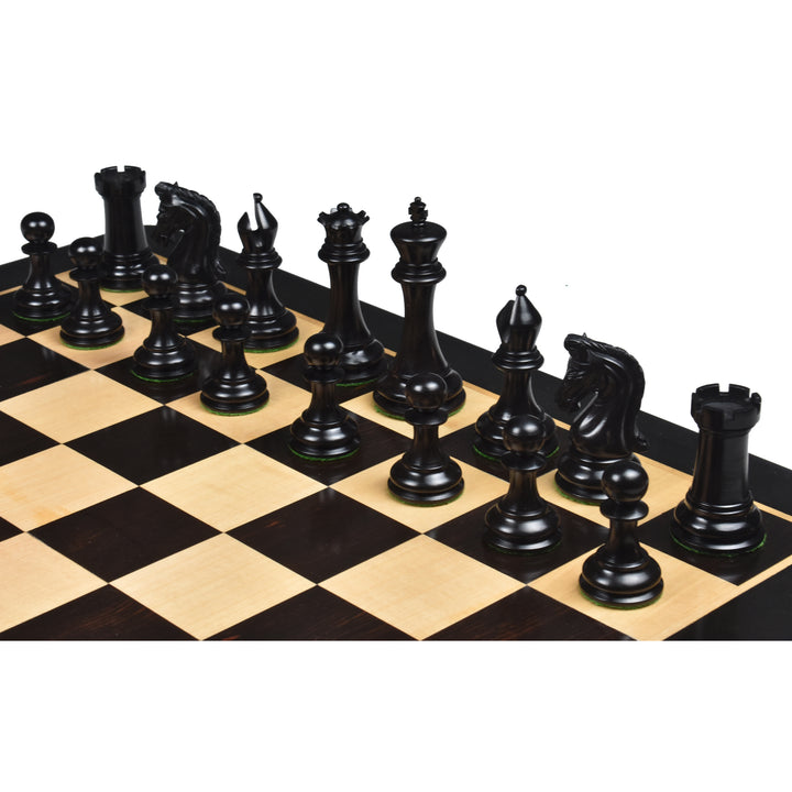 Combo of Repro 2016 Sinquefield Staunton Chess Set - Pieces in Ebony Wood with Board and Box
