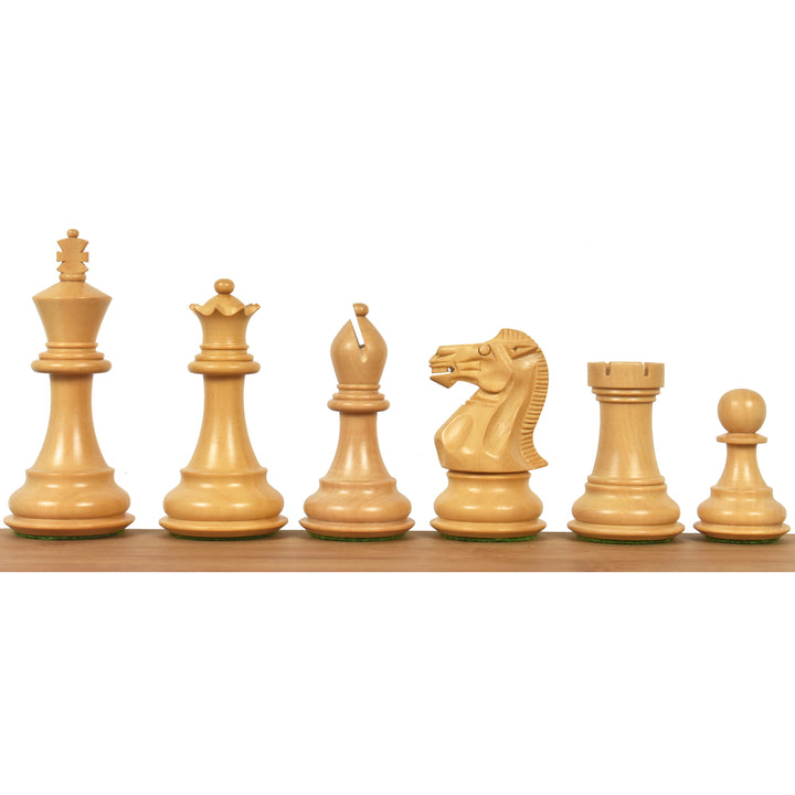 Pièces d'échecs professionnelles Staunton 3.6" en palissandre doré avec échiquier sans bordure et boîte de rangement en bois