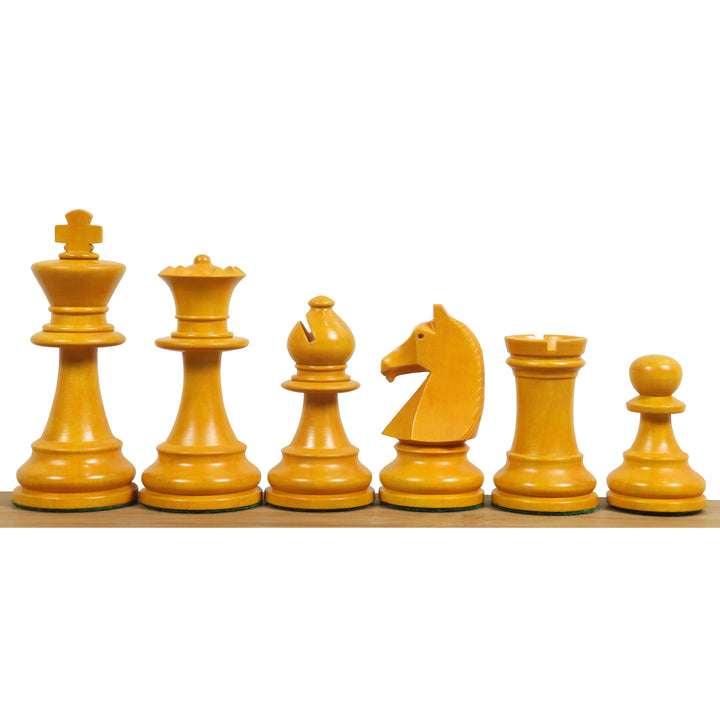 3.9" French Chavet Tournament Chess Set- Chess Pieces Only - Antiqued Boxwood - Warehouse Clearance - USA Shipping Only