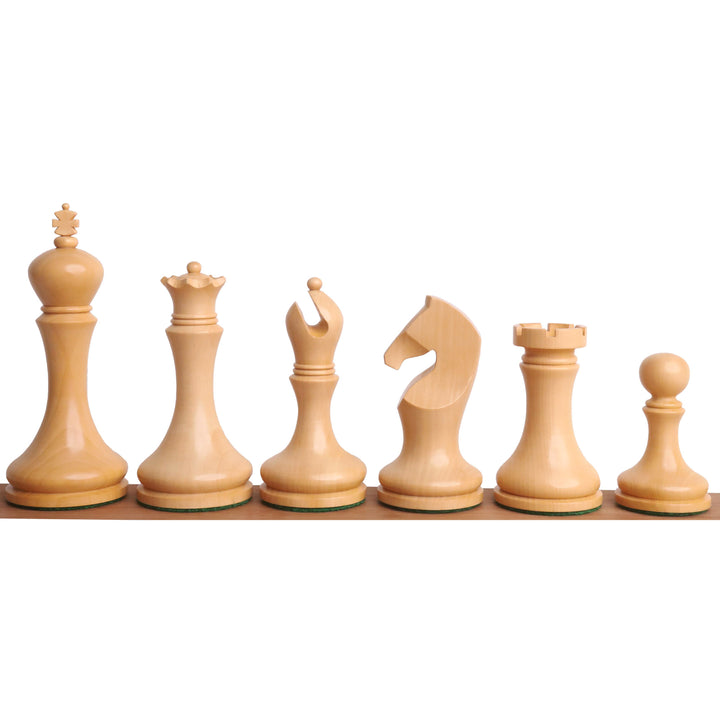 Slightly Imperfect 3.9" Zadar Series Modern Minimalist Chess Set- Chess Pieces Only- Weighted Ebonised Boxwood