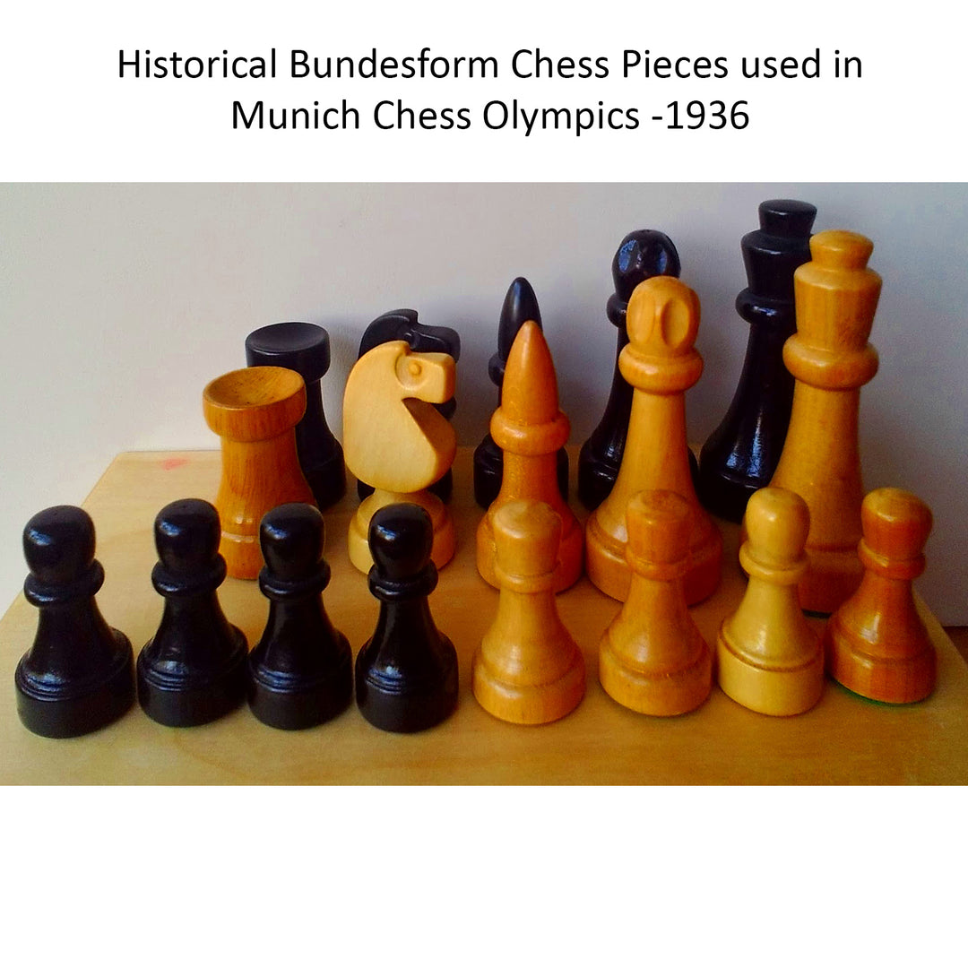 Bundesform German Staunton Alternative Chess Set- Chess Pieces Only- Ebonised Boxwood - 3.8" - Warehouse Clearance - Europe Shipping Only