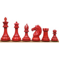 3.9" Alban Staunton Chess Set- Chess Pieces Only- Double Weighted Red & Black Dyed Wood - Warehouse Clearance - USA Shipping Only
