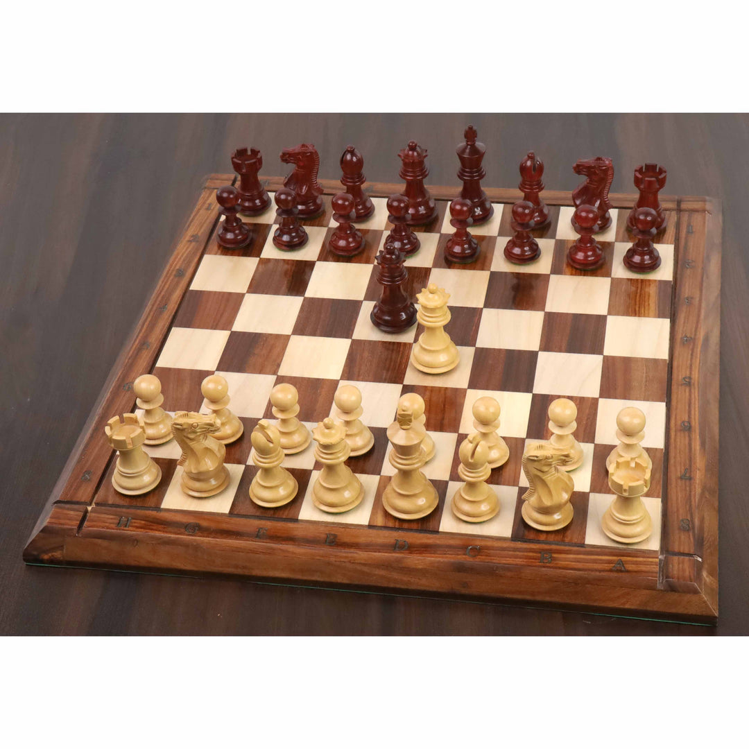 Set di scacchi di lusso Pro Staunton leggermente imperfetto da 3,1" - Solo pezzi di scacchi - Legno di rosa di Bud a triplo peso
