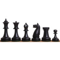 Staunton style 1900s American reproduction chess pieces in black boxwood.