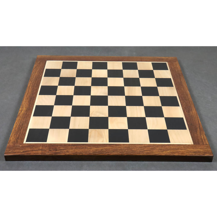 4.6″ Pièces d'échecs de luxe en bois d'ébène colombien triple poids rares avec échiquier en bois d'ébène et d'érable de 23" et boîte de rangement Coffer en similicuir.