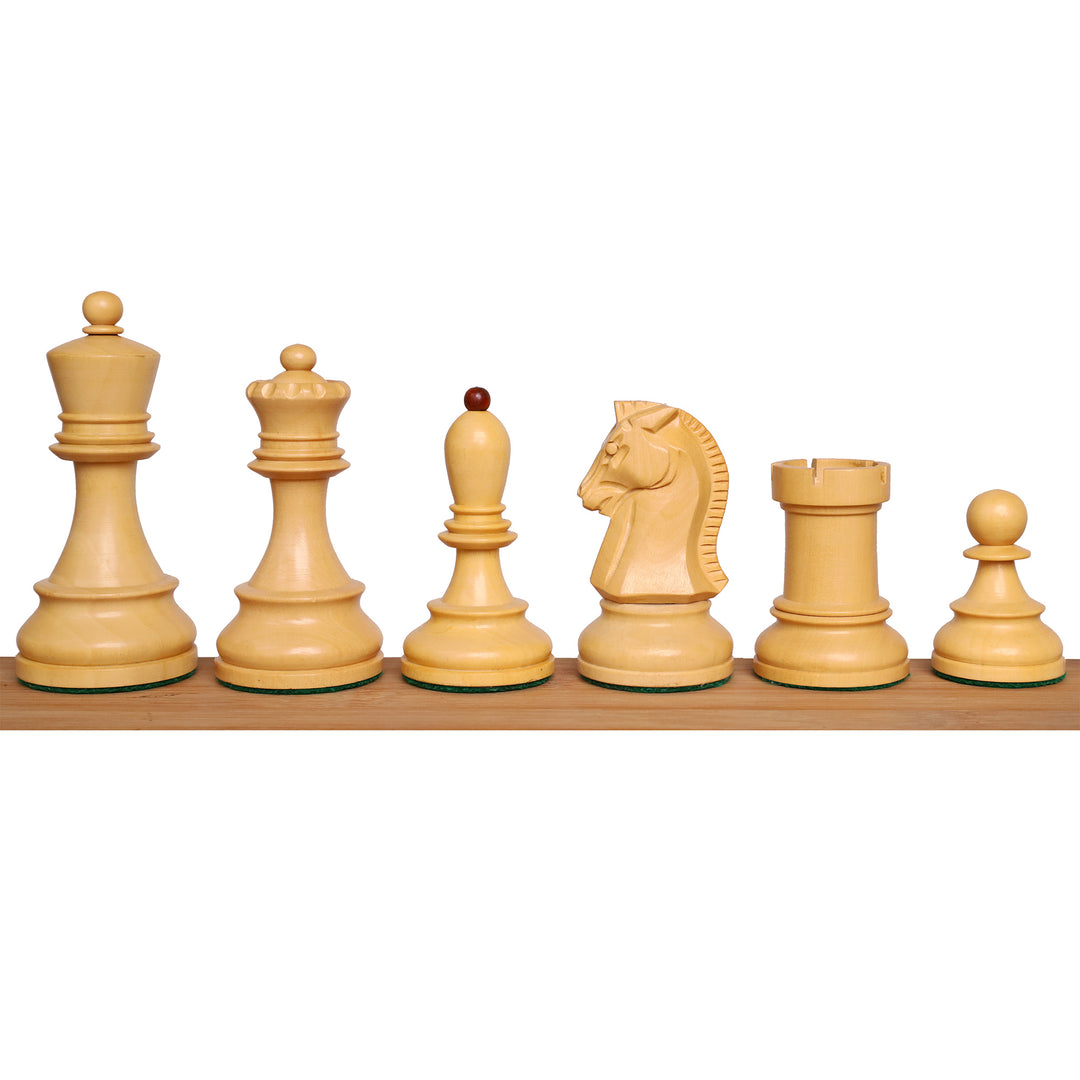 Lot comprenant un jeu d'échecs Fischer Dubrovnik des années 1950, de 3,8 pouces, en bois de rose et buis, avec échiquier et coffret