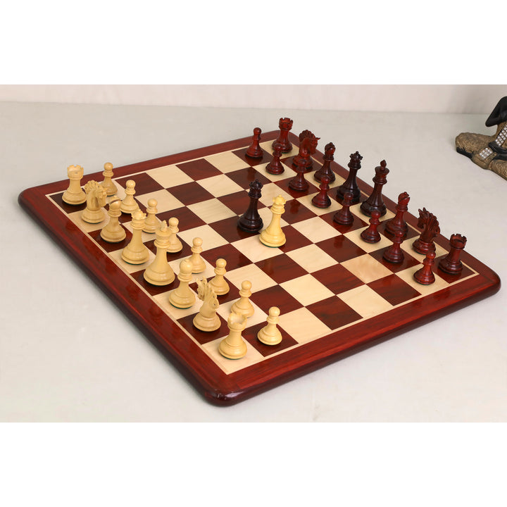 Combo of 3.3" Spiraled Steed Luxury Chess Set- Bud Rosewood & Boxwood With Board and Box