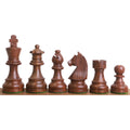 A lineup of individual Golden Rosewood Staunton chess pieces: King, Queen, Bishop, Knight, Rook, and Pawn.