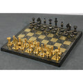 12" Staunton Inspired Luxury Brass Metal Chess Set - Gold & Black Pieces with Board
