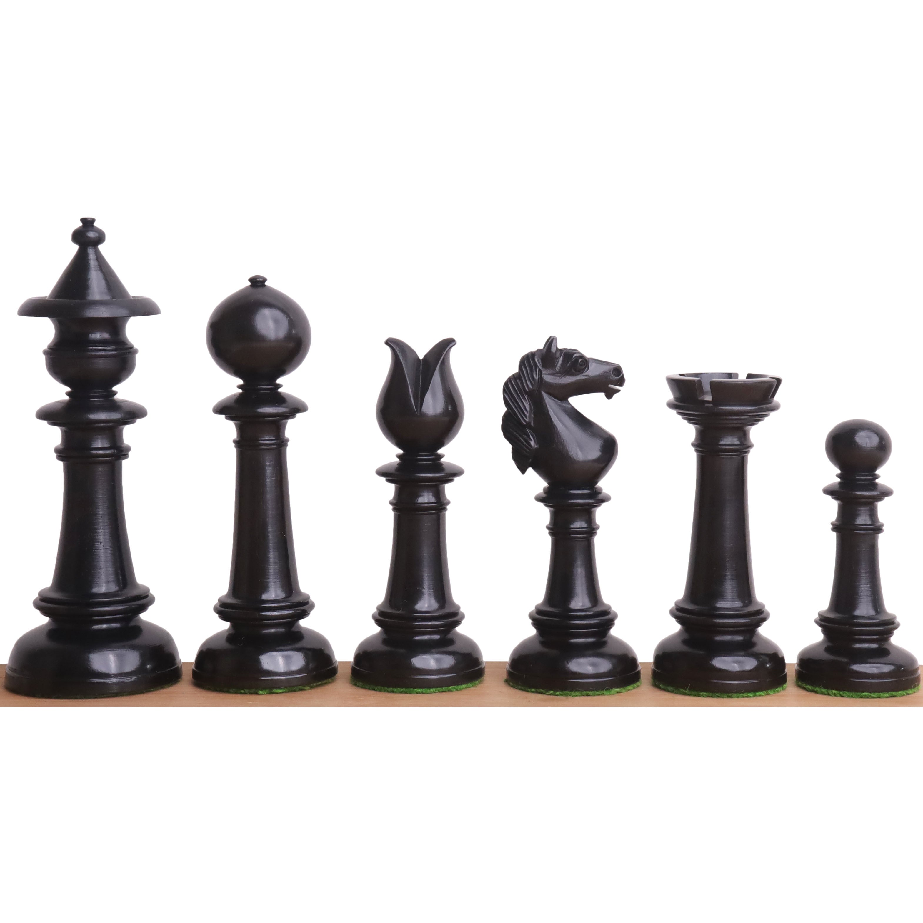 Slightly Imperfect 4" Edinburgh Northern Upright Pre-Staunton Chess Pieces Only set - Ebony Wood