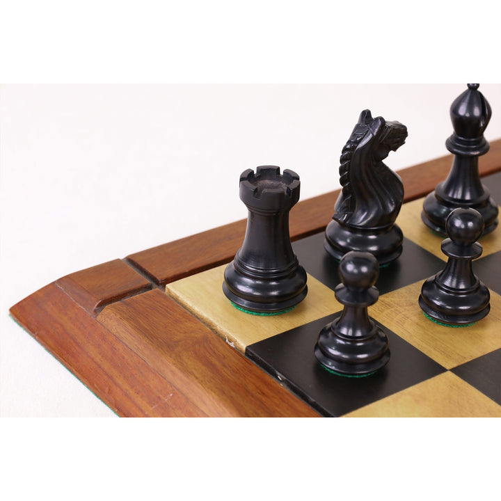 3.75" Queens Gambit Staunton Chess Set- Chess Pieces Only - Weighted Ebonised Boxwood