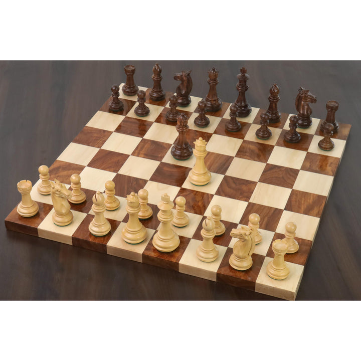 Slightly Imperfect 3.4" Meghdoot Series Staunton Chess Set- Chess Pieces Only - Weighted Golden Rosewood