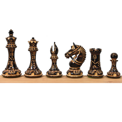 Slightly Imperfect 4.2" American Staunton Luxury Chess Pieces Only Set-Hand Carved Weighted Boxwood