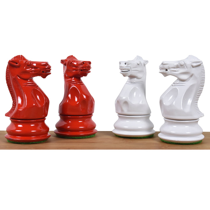 Combo of 4.1" Pro Staunton Weighted Red & White Painted Wooden Chess Set - Pieces in Boxwood with Chess Board & Storage Box