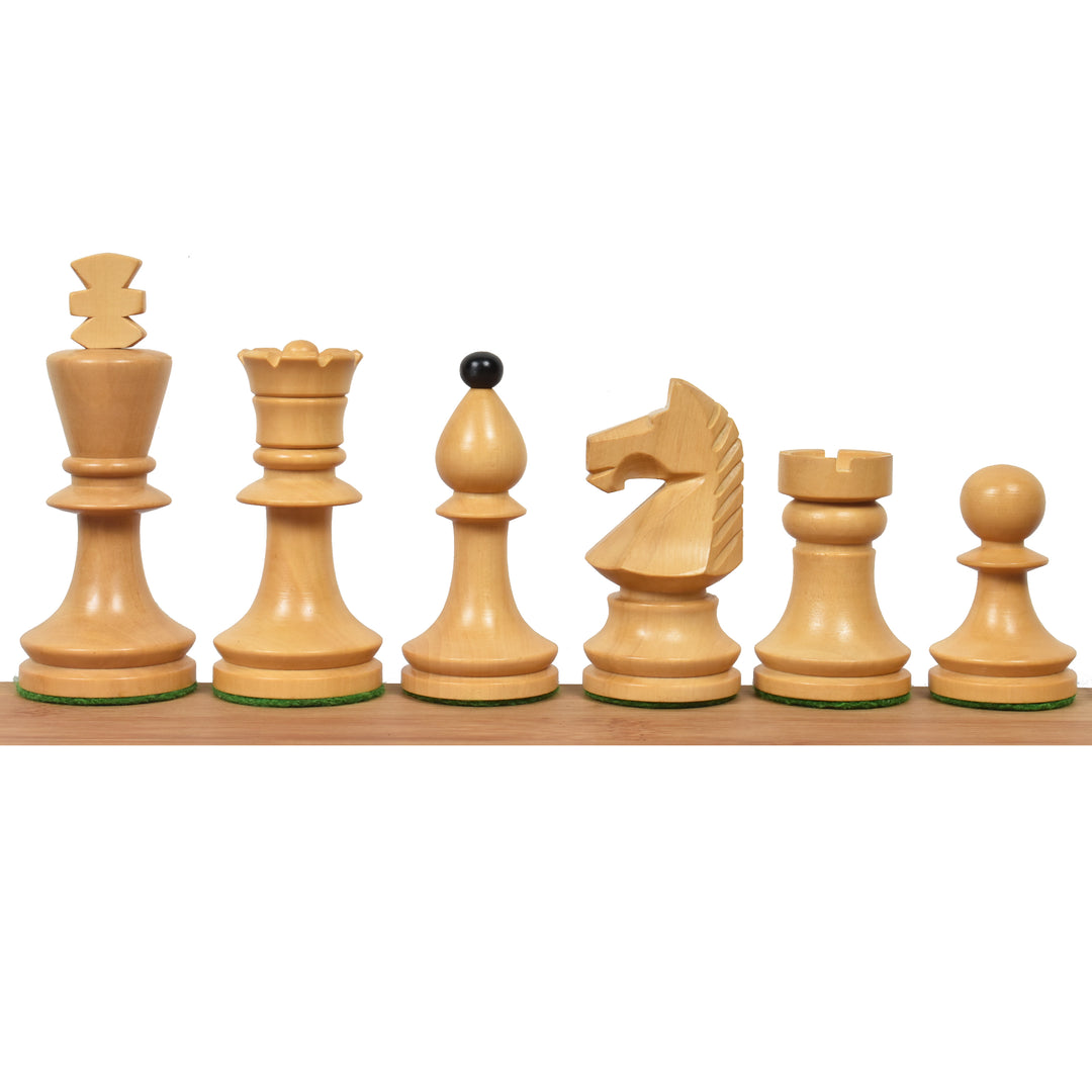 3.8" Rumänisch Ungarische Schachspiel - nur Schachfiguren - Gewichtetes Ebonisiertes Buchsbaumholz