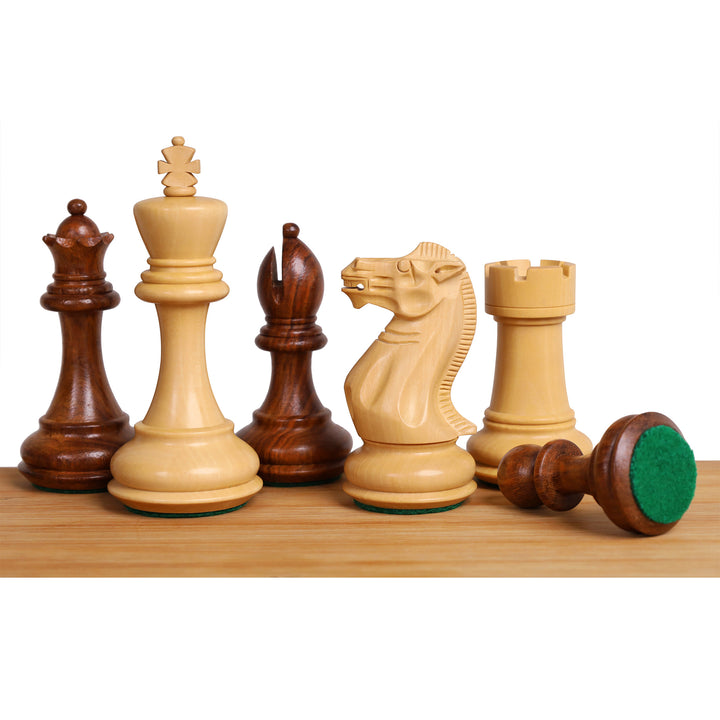 4.1" Pro Staunton Rosewood Chess Set with 21" Golden Rosewood & Acrylic Ivory Inlaid Wooden Folding Chess board