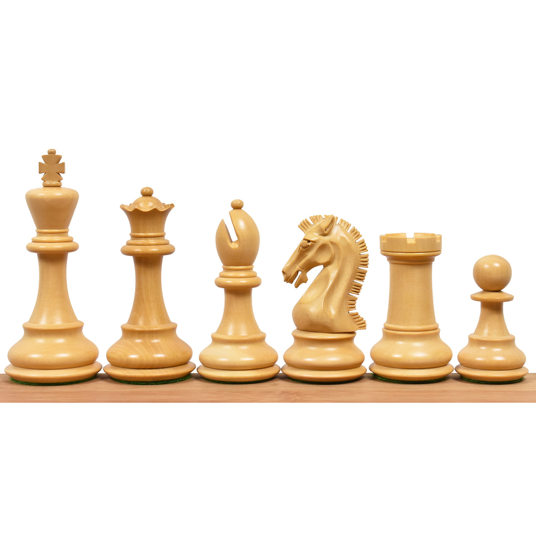 Combo van Schaakset in Ebbenhout - 3,9" Craftsman Series Staunton schaakstukken met 21" schaakbord en kunstlederen opbergdoos.