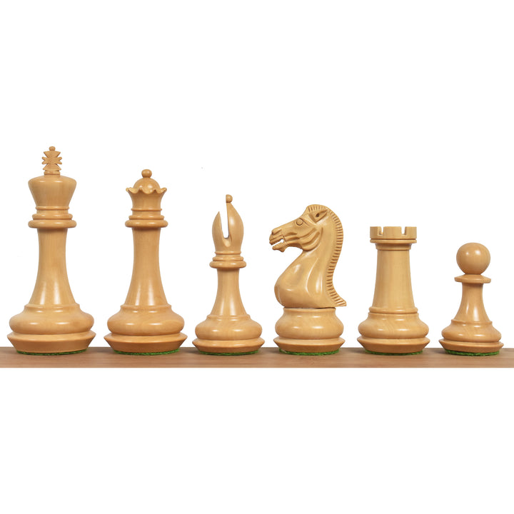 Combo of Chamfered Base Staunton Chess Set - Pieces in Ebony Wood with Board and Box