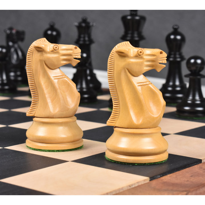 Combo of 3.9" Lessing Staunton Chess Set - Pieces in Ebony Wood With Board and Box