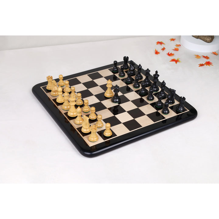 3" Professional Staunton Gift Chess Set - Pieces in Ebonized Boxwood with 17" Ebony Board & Storage Case