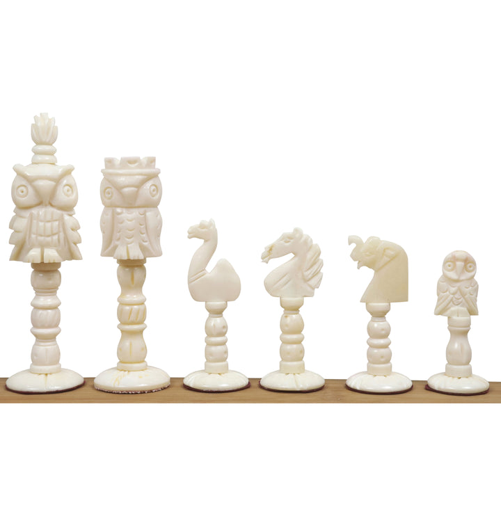 4" Animal Kingdom Series Chess Pieces Only Set - Distress Antiqued Camel Bone