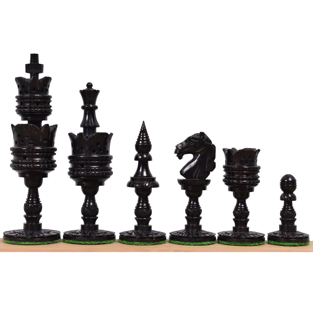 4.1" Lotus Series Hand Carved Chess Set- Chess Pieces Only - Camel Bone - Warehouse Clearance - USA Shipping Only