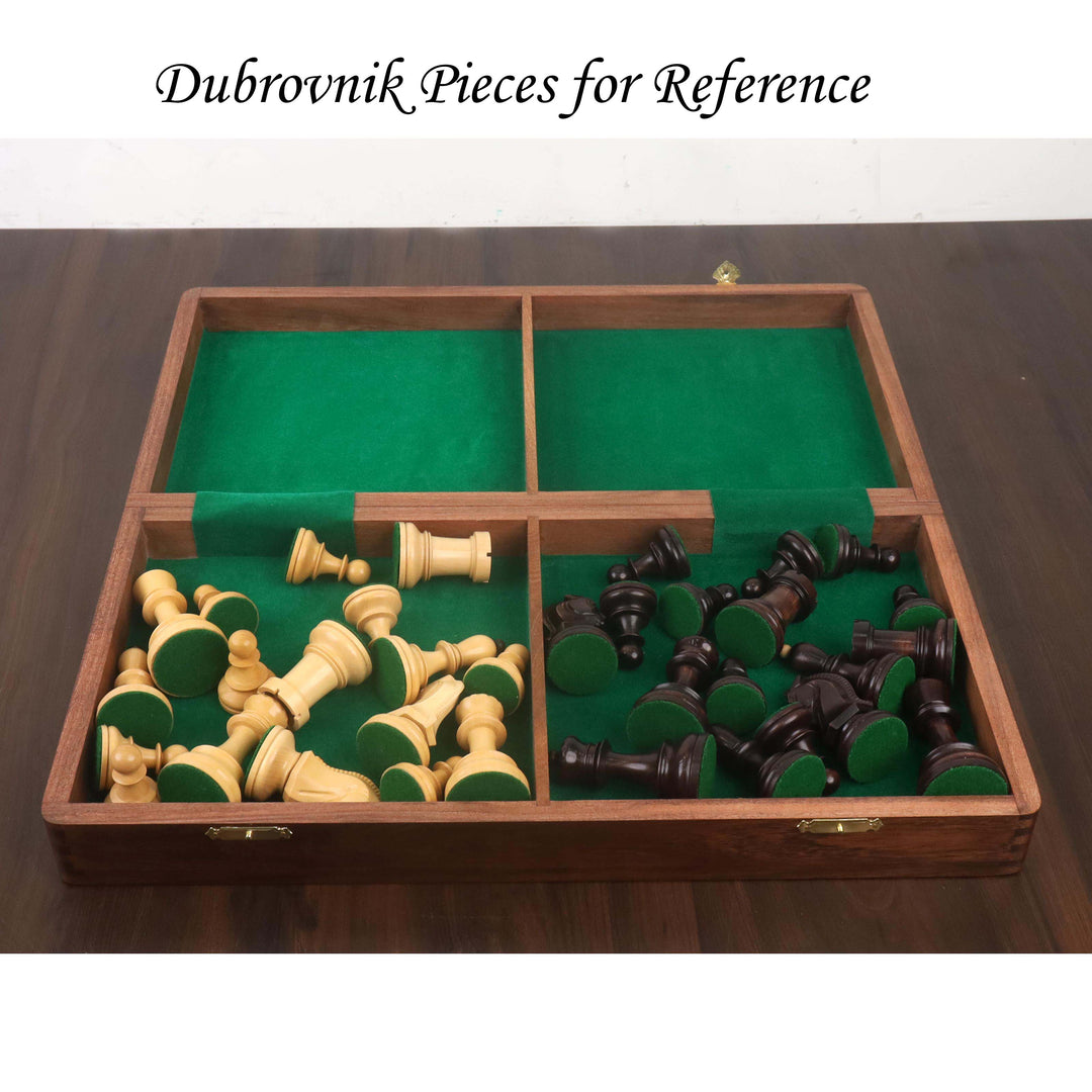 Slightly Imperfect 1950's Dubrovnik Chess Board Folding Style in Golden Rosewood & Maple Wood with Internal Storage - 57 mm square