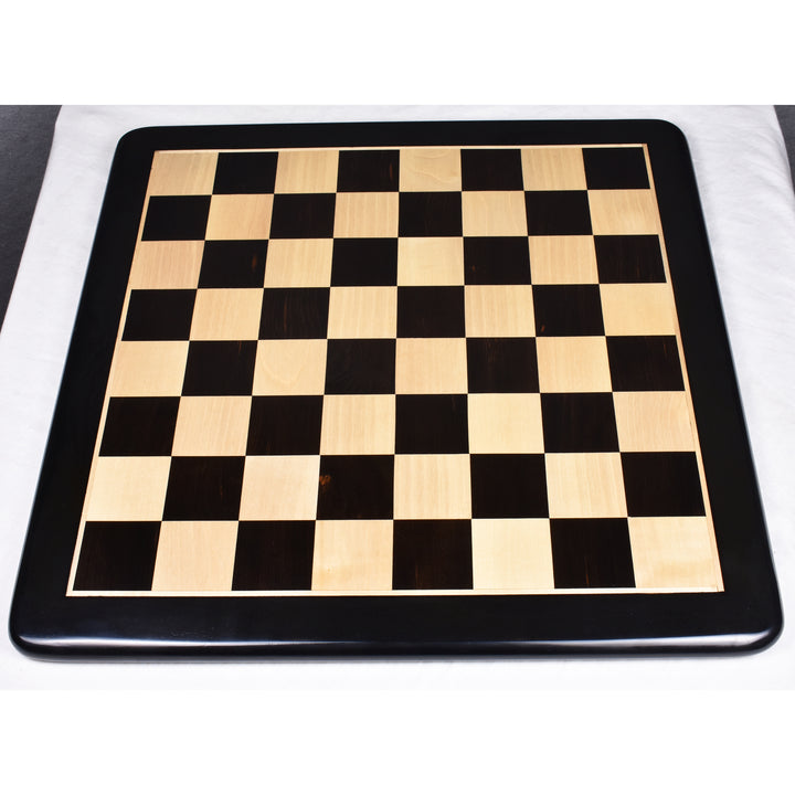 Pièces d'échecs 3.9" Craftsman Series Staunton Ebonised Avec échiquier 21" en bois massif d'ébène et d'érable et boîte de rangement en simili cuir