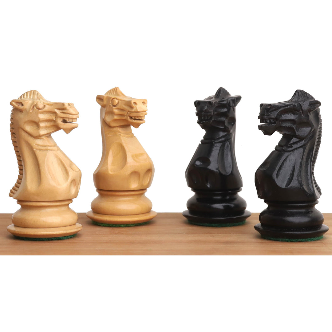 Jeu d'échecs de luxe 3.1" Pro Staunton légèrement imparfait - Pièces d'échecs seulement - Bois d'ébène à trois poids