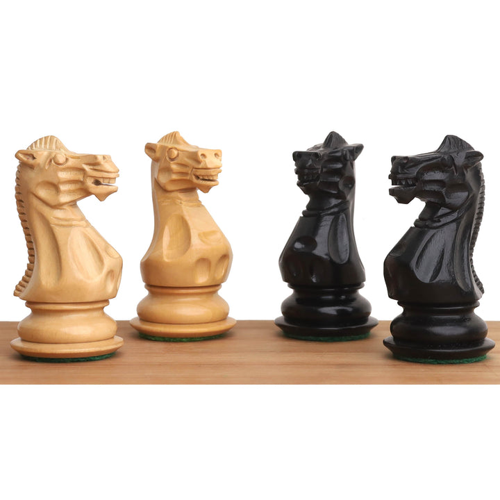 Lidt uperfekt 3.1" Pro Staunton Luksus skaksæt - kun skakbrikker - tredobbelt vægtet ibenholt træ