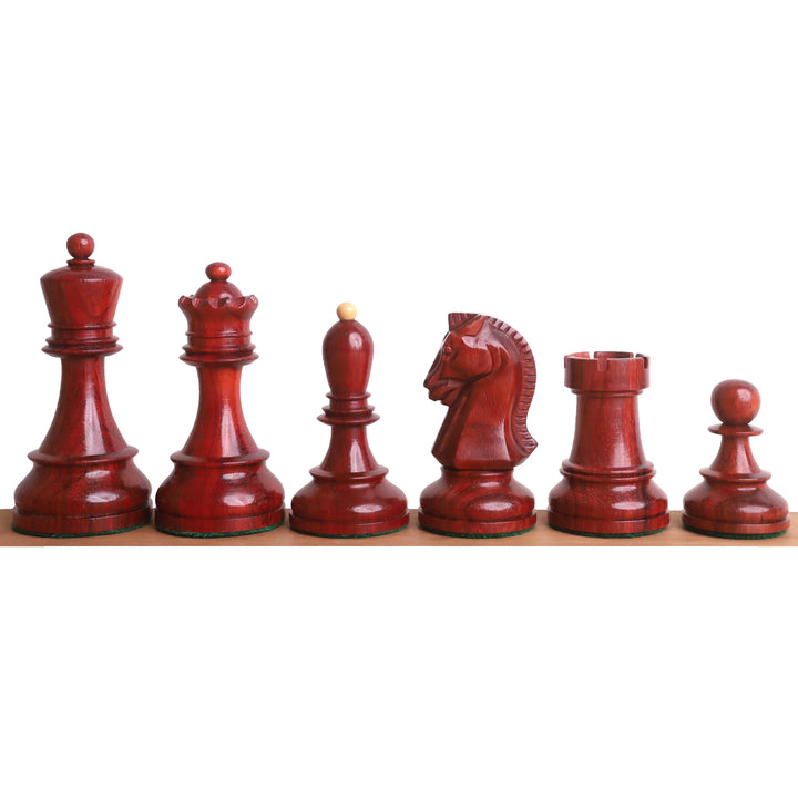 Premium Bud Rosewood Dubrovnik chess pieces arranged in a row.