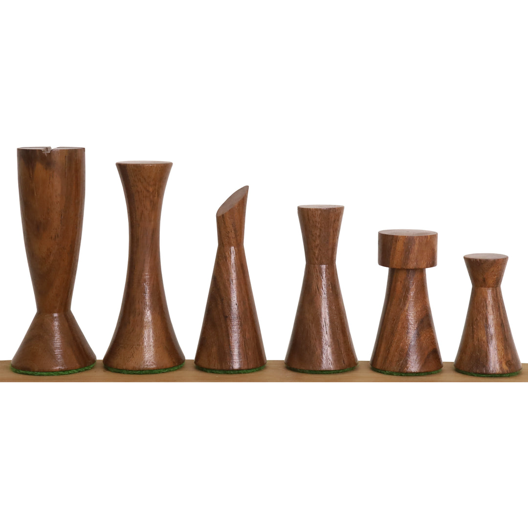 3.4 « Minimalist Tower Serie d'échecs lestés combiné - pièces en palissandre doré avec échiquier sans bordures et coffret