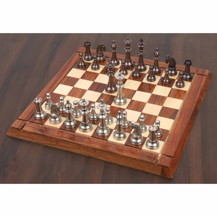 Slightly Imperfect 3.5" Elegance Series Brass Metal Luxury Chess Set - Pieces Only- Antiqued Copper - Warehouse Clearance - USA Shipping Only