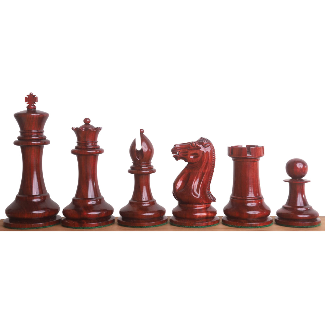 1849 Original Staunton Chess Set- Chess Pieces Only- Lacquered Distress Antiqued Boxwood & Bud Rosewood - 4.5" King