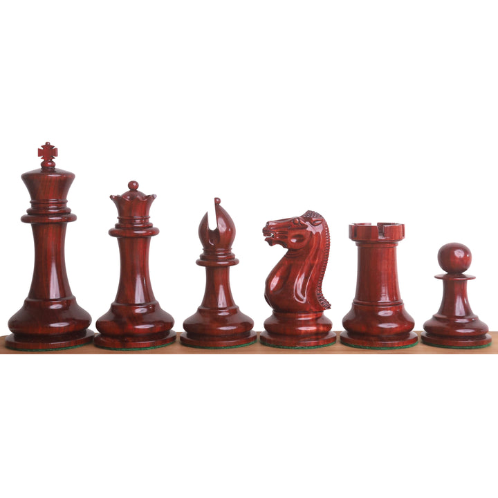 1849 Jeu d'échecs original de Staunton - Pièces d'échecs uniquement - Buis antique laqué et bois de rose Bourgeon - 4.5" Roi