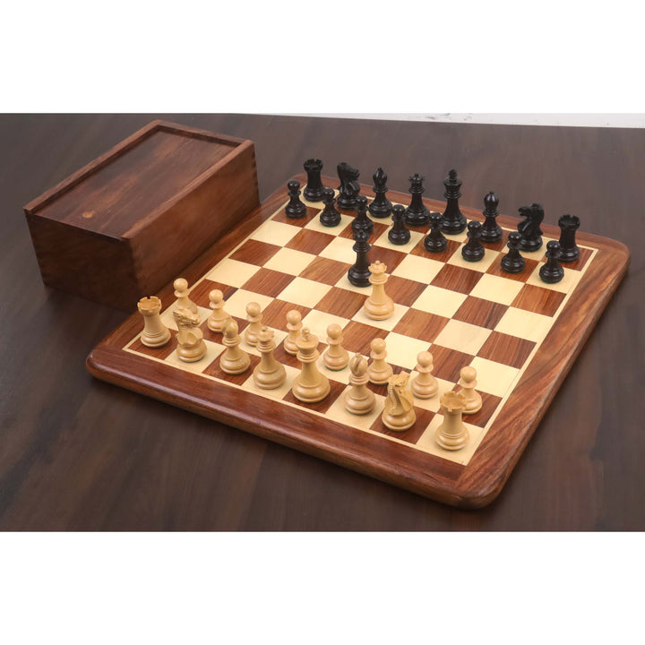 Juego de Ajedrez Staunton con Base Biselada 3.1 - Sólo piezas de ajedrez - Madera de boj ebonizada ponderada