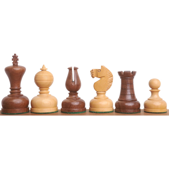 Ligeramente imperfecto 3.1" Juego de ajedrez Staunton Serie Biblioteca - Sólo piezas de ajedrez - Boj ponderado y acacia