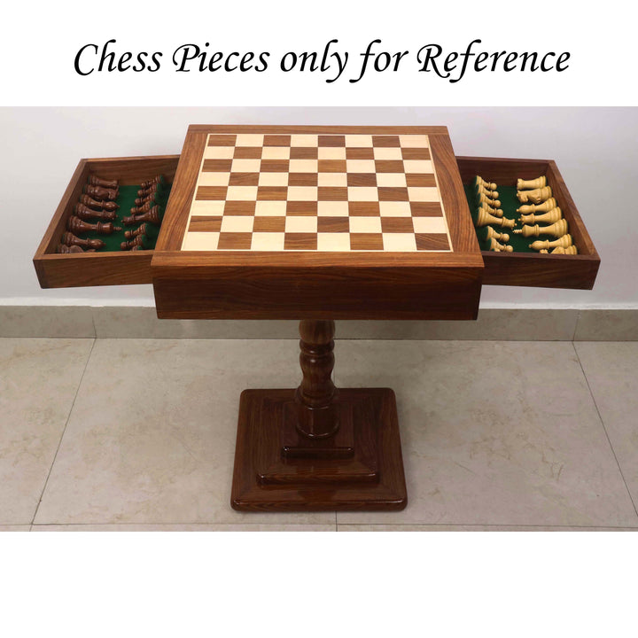 20" Wooden Chess Table with Drawers – Monarch Series in Golden Rosewood & Maple