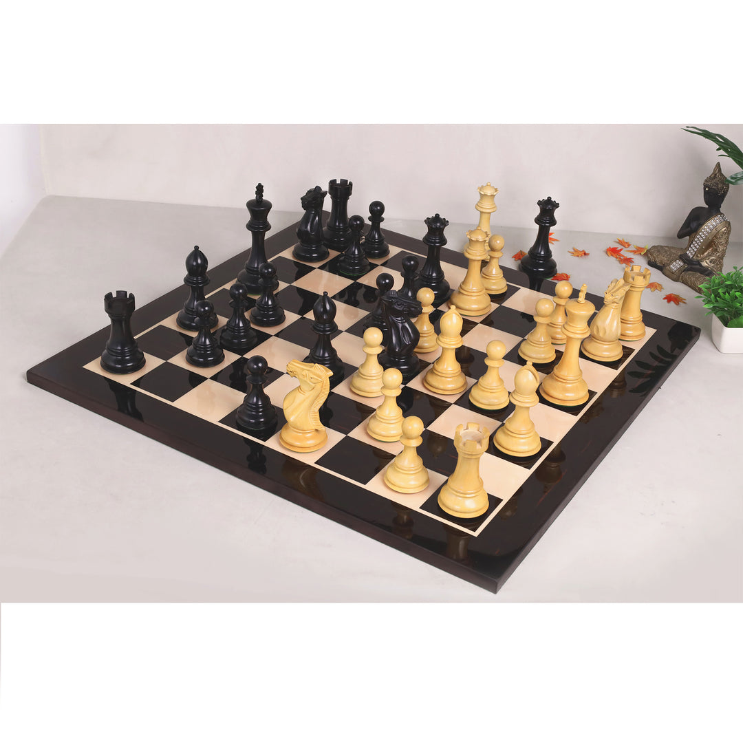 Combo of 6.3" Jumbo Pro Staunton Luxury Triple Weighted Chess Set with 26" Ebony & Maple Wood Chess Board