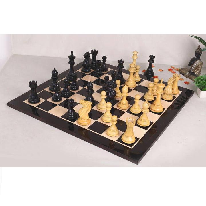 Combo of 6.3" Jumbo Pro Staunton Luxury Triple Weighted Chess Set with 26" Ebony & Maple Wood Chess Board