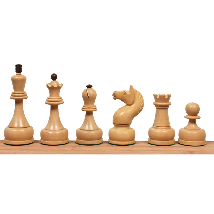 Slightly Imperfect 1960's Soviet Championship Tal Chess Set- Chess Pieces Only - Golden Rosewood - 4" King