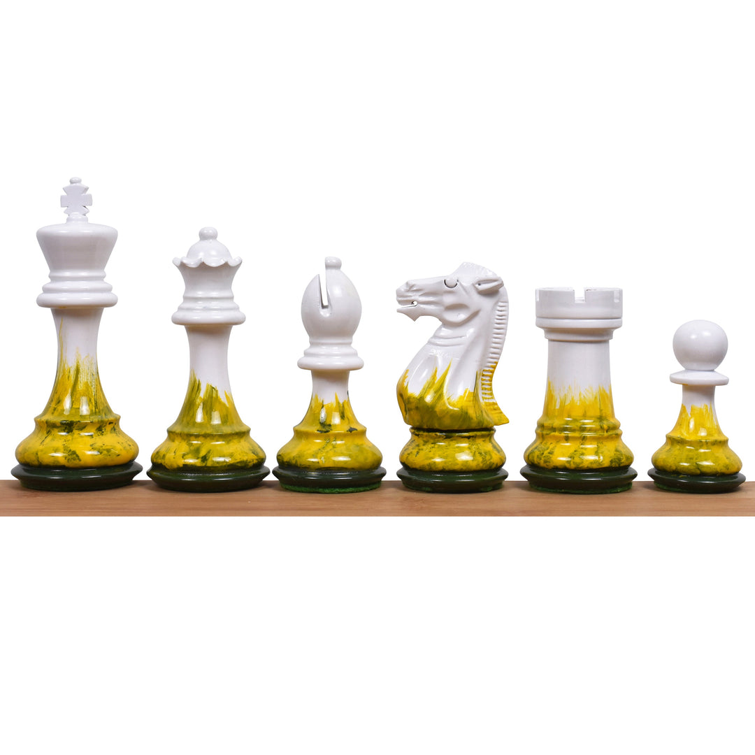 Slightly Imperfect 4.1" Fire & Ice Painted Staunton Weighted Wooden Chess Set- Chess Pieces Only Extra queens