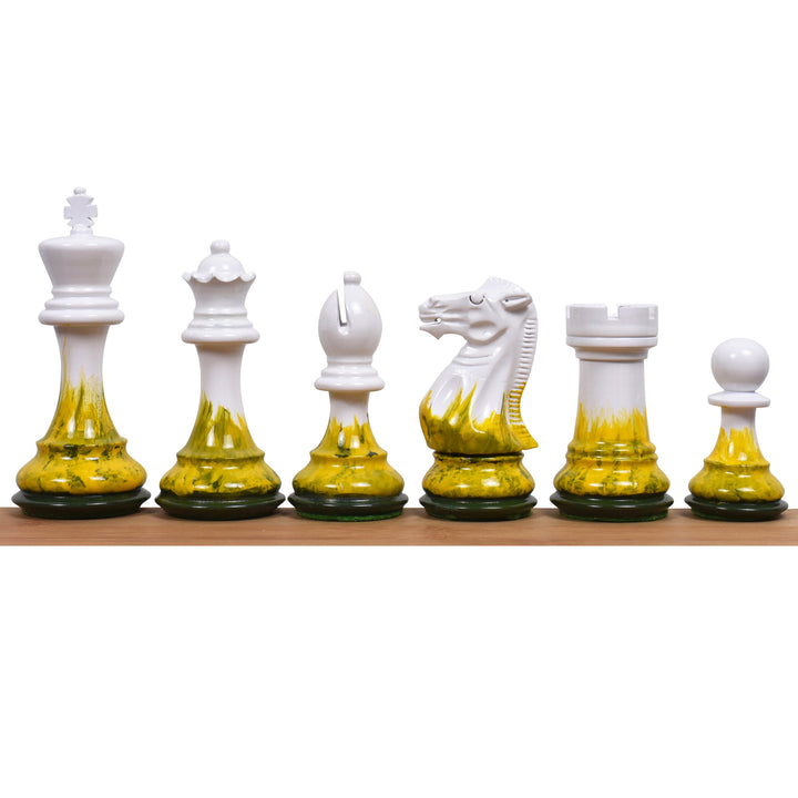 Slightly Imperfect 4.1" Fire & Ice Painted Staunton Weighted Wooden Chess Set- Chess Pieces Only Extra queens