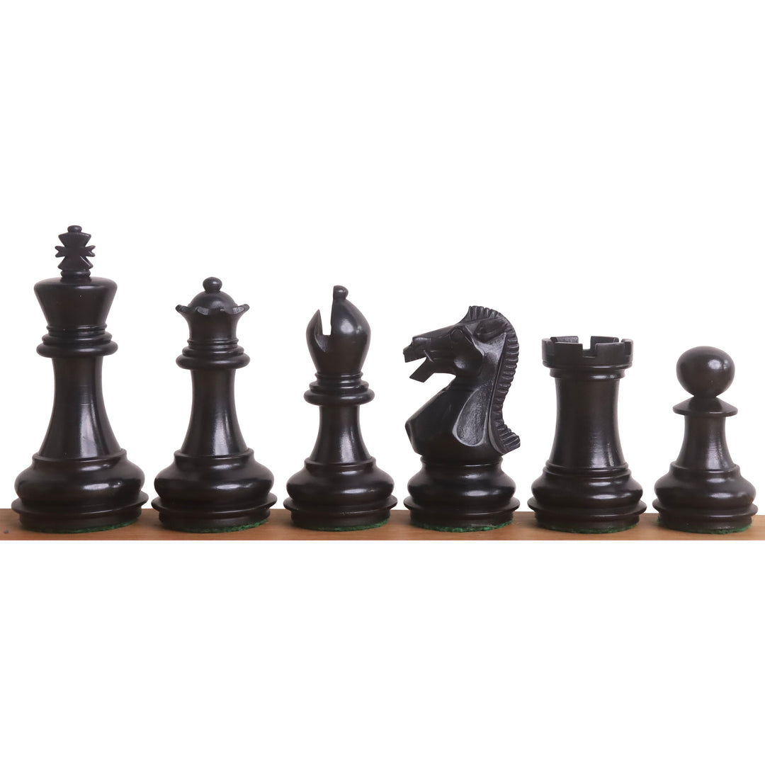 Zestaw szachów Staunton z fazowaną podstawą 3,1” - tylko szachy - ważony bukszpan ebonizowany