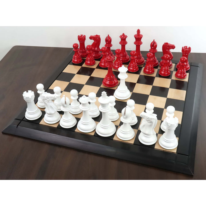 Slightly Imperfect 6.3" Jumbo Pro Staunton Luxury Chess Set- Chess Pieces Only - Red & White Lacquered