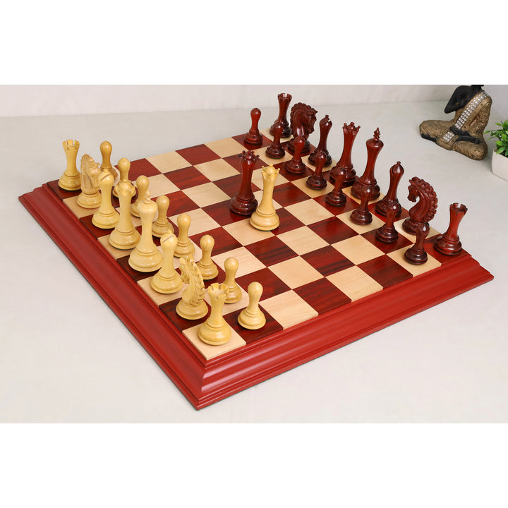 4.6" Avant Garde Luxury Staunton Chess Set - Bud Rosewood and Boxwood - Triple Weight with Board and Box